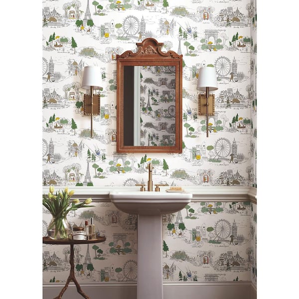 Travel Sketches Yellow Globetrotter Premium Peel and Stick Wallpaper