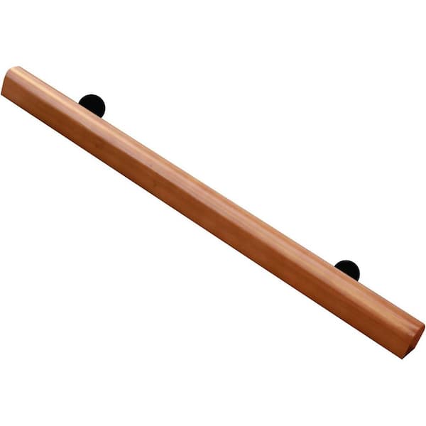 3 ft. Unfinished Natural Wood Hand Rail Wall Mounted Barrier Free for Indoor Outdoor Stairs Corridors Decks