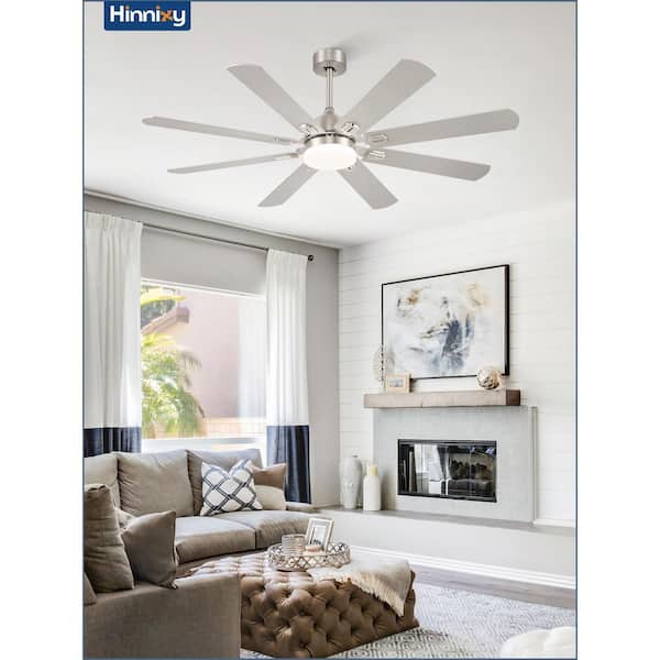 62 in. Outdoor Indoor Nickel 3-Colors LED 6-Speeds Ceiling Fan with Dual-Finish Blades and Light Kit and Remote Control