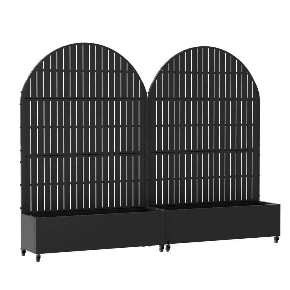 6 ft. H x 4 ft. W Metal Planter Box Privacy Screen Garden Bed With Trellis And Wheels Black Set of 2 price history on PriceWatchPro