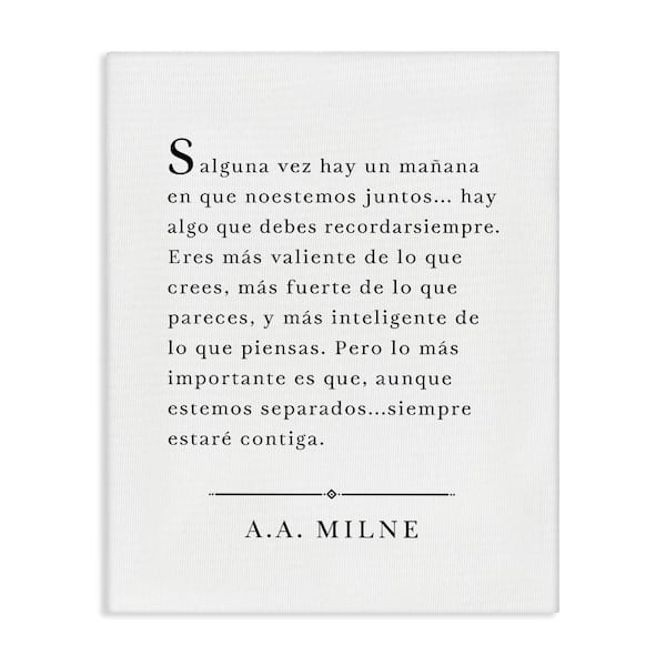 Stupell Industries A.A. Milne Quote Translation by Lettered and Lined Gallery Wrapped Unframed Typography Graphic Art Print 40 in. x 30 in.