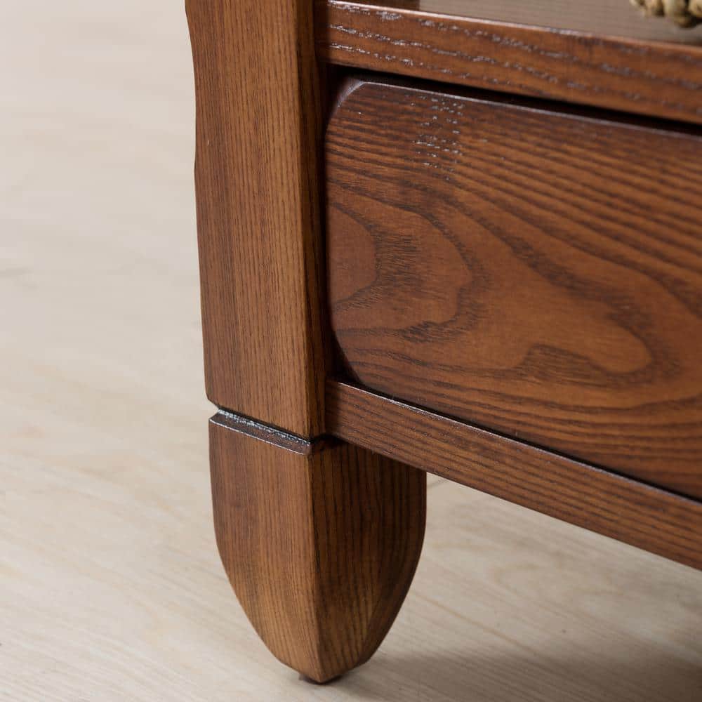 Rustic Oak and Slatestone Square Chairside End Table