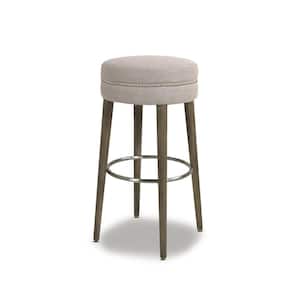 Vesper 30 in. H Country Gray Linen Round Backless Bar Stool