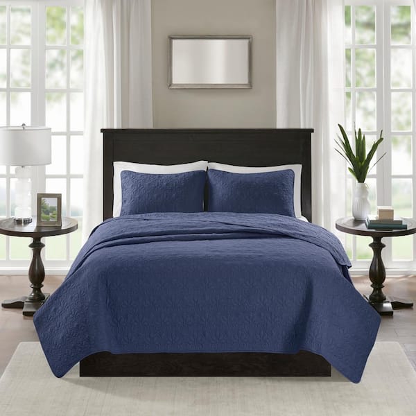 Madison Park Mansfield 3-Piece Navy Full/Queen Coverlet Set