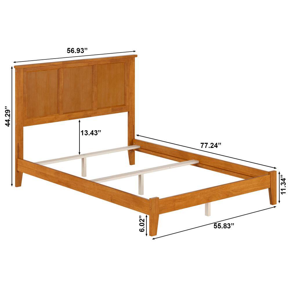 Madison Full Light Toffee Wood Upholstered Bed with Headboard