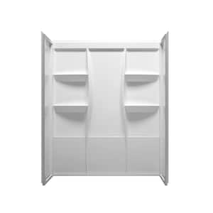 Timeless Home 60 in. W x 72 in. H x 32 in. D 3-Piece Direct-to-stud Alcove Shower Wall Surround in Glossy White