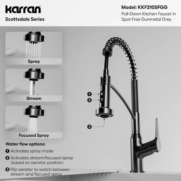 Karran Scottsdale Single Handle Pull Down Sprayer Kitchen Faucet