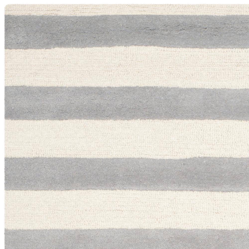 Gray and Ivory Striped Hand-Tufted Wool 6' x 9' Area Rug