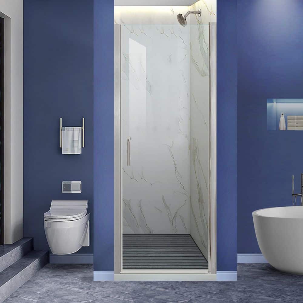 28-29.9 in. W x 72 in. H Frameless Pivot Shower Doors with 1/4 in. Thick Clear Tempered Glass in Brushed Nickel Finish. price history on PriceWatchPro