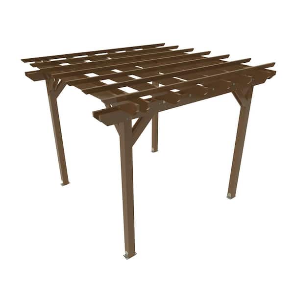 The Sequoia Commercial Grade Ridgecrest 10 ft. x 10 ft. Weathered Acorn Plastic Pergola