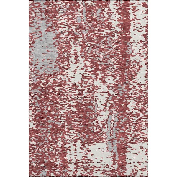 Mayfield Premium Machine Washable Abstract AMF949 Garnet 5 ft. x 7 ft. 6 in. Area Rug