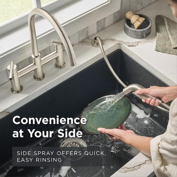 Gerber Parma Double Handle Deck Mount Bridge Kitchen Faucet with