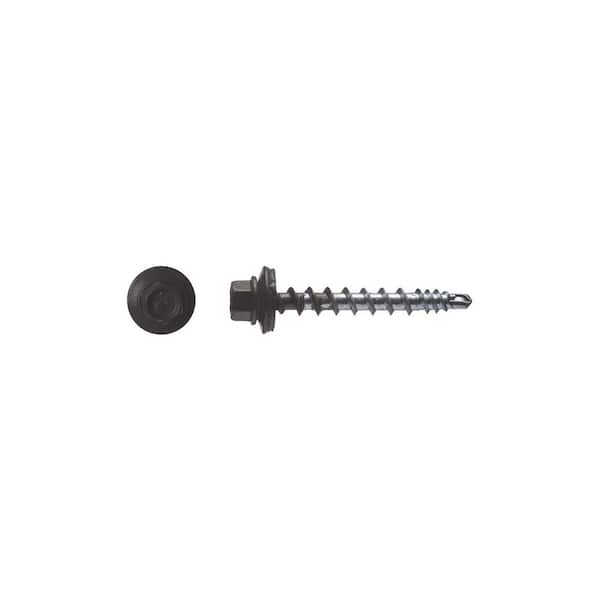 BIG TIMBER #10 x 1-1/2 in. Antique Bronze Hex Washer Head Metal to Wood Screw (100-Pack)