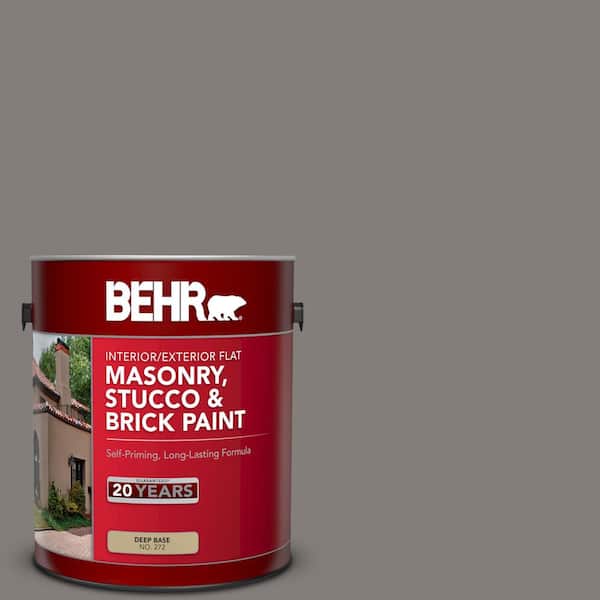 BEHR 1 gal. #PPU18-17 Suede Gray Flat Interior/Exterior Masonry, Stucco and Brick Paint