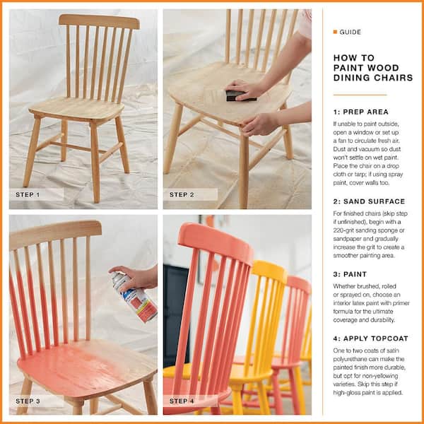 StyleWell Windsor Unfinished Natural Pine Wood Dining Chairs Set of 2 C 08