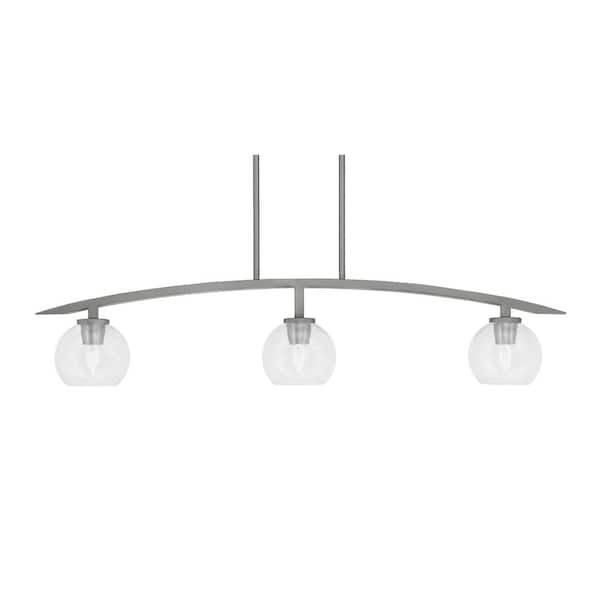 Unbranded Siena 41 in. 3-Light Graphite Chandelier with 5.75 in. Clear Bubble Glass Shades, no bulbs included