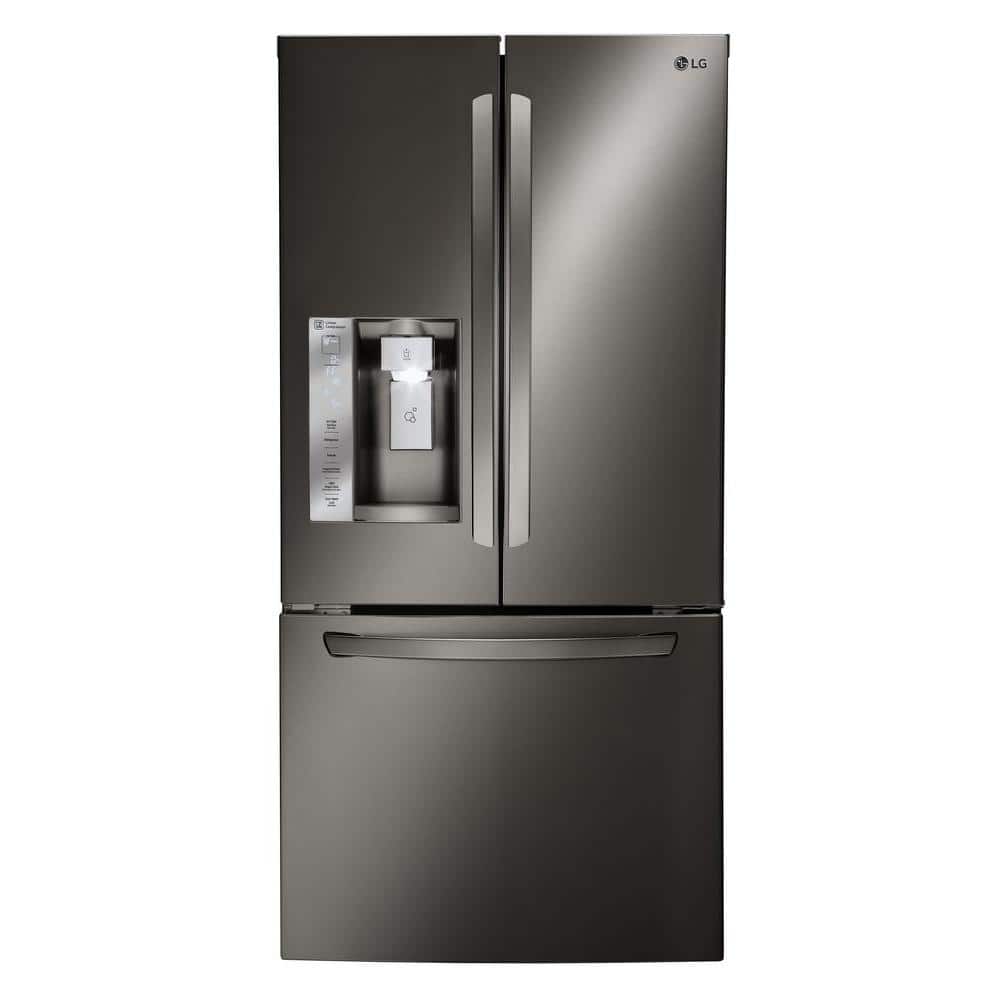 LG 33 in. W 24.2 cu. ft. French Door Refrigerator in Black