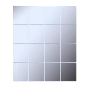 12 in. W x 14 in. H Rectangle Frameless Glass Mirror Tile HD Reflection Durable, Home Gym Bedroom and Bathroom 16-Pieces