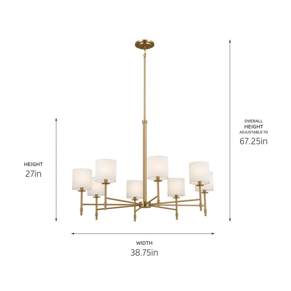 Ali Brushed Natural Brass 8-Light Steel Chandelier