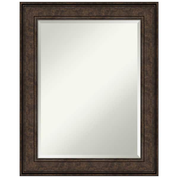 Amanti Art Medium Rectangle Satin Bronze/Copper Metallic Beveled Glass Modern Mirror (29.5 in. H x 23.5 in. W)