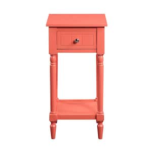 French Country 14 in. (W.) Coral 28 in.(H) Square Wood Khloe End Table with Drawer