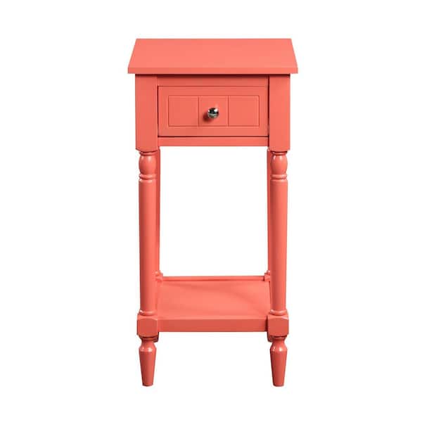 Convenience Concepts French Country 14 in. (W.) Coral 28 in.(H) Square Wood Khloe End Table with Drawer