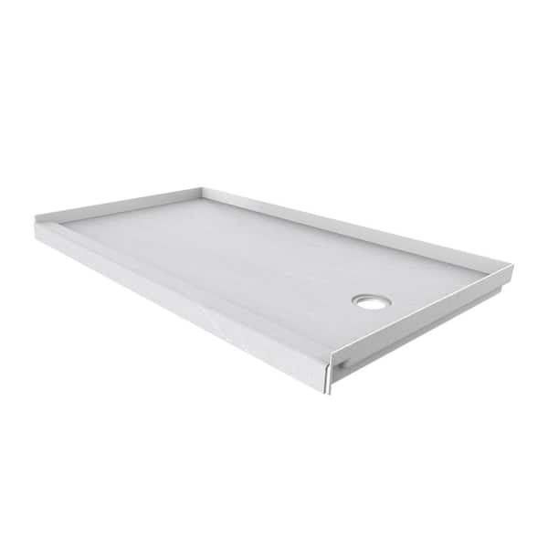 FlexStone 60 in. L x 30 in. W Single Threshold Alcove Shower Pan Base with Right Hand Drain in Sea Salt