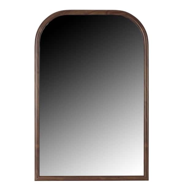 Brown 20 in. W x 30 in. H Wall Mounted Arched Framed Mirror Decorative for Bedroom Living Room Entryway Tempered Glass