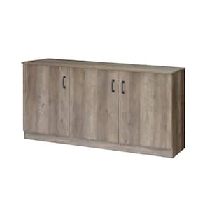 Alaska Rustic Oak Credenza Storage Cabinet with 3-Door