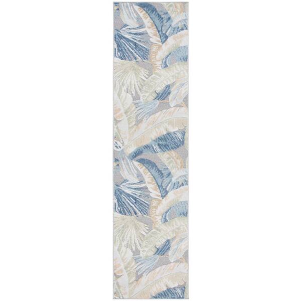 SAFAVIEH Sarasota Light Green/Navy 2 ft. x 9 ft. Floral Runner Rug