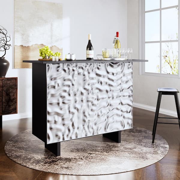 41 in. H MDF Brown Coffee Bar Cabinet with Wine Rack, Drawers, 5 Storage Areas and Anti-Tipping Strip