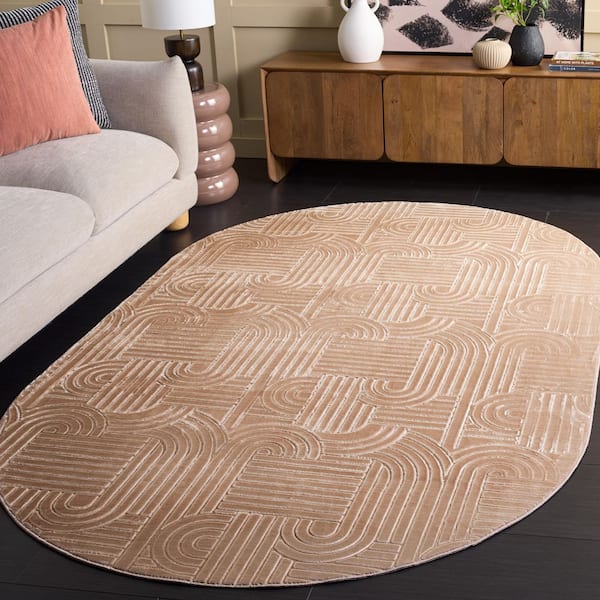 Loft 5 ft. x 8 ft. Oval Light Brown Geometric Arch Area Rug