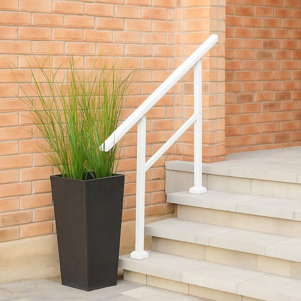 37 in. x 48 in. White Aluminum Stair Railing Kit for 2-3 Steps, Posts and Hand Railing Hardware Included