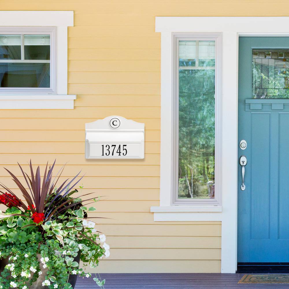 White Personalized Colonial Wall Mailbox with Monogram