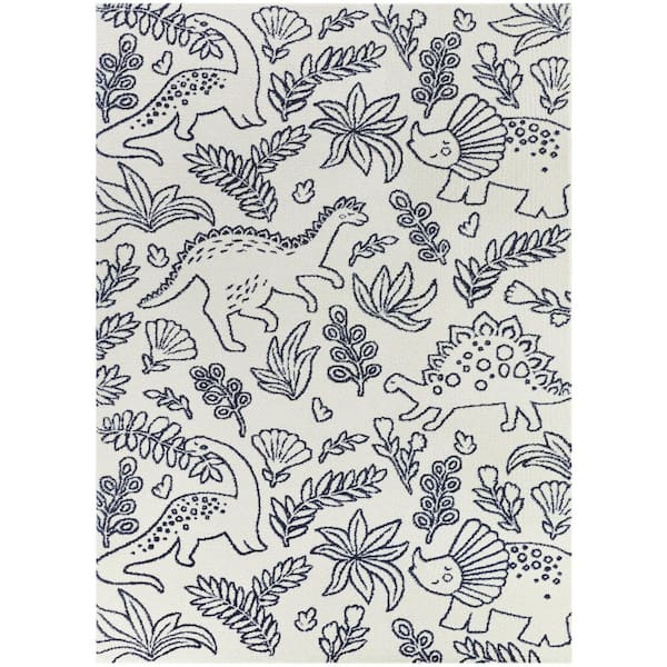 BALTA Happy Dinos Cream 3 ft. 11 in. x 5 ft. 7 in. Animal Print Area Rug