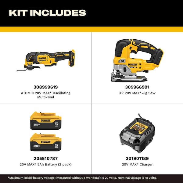 DEWALT 20V Lithium-Ion 2-Tool Cordless Combo Kit with (2) 5.0 Ah