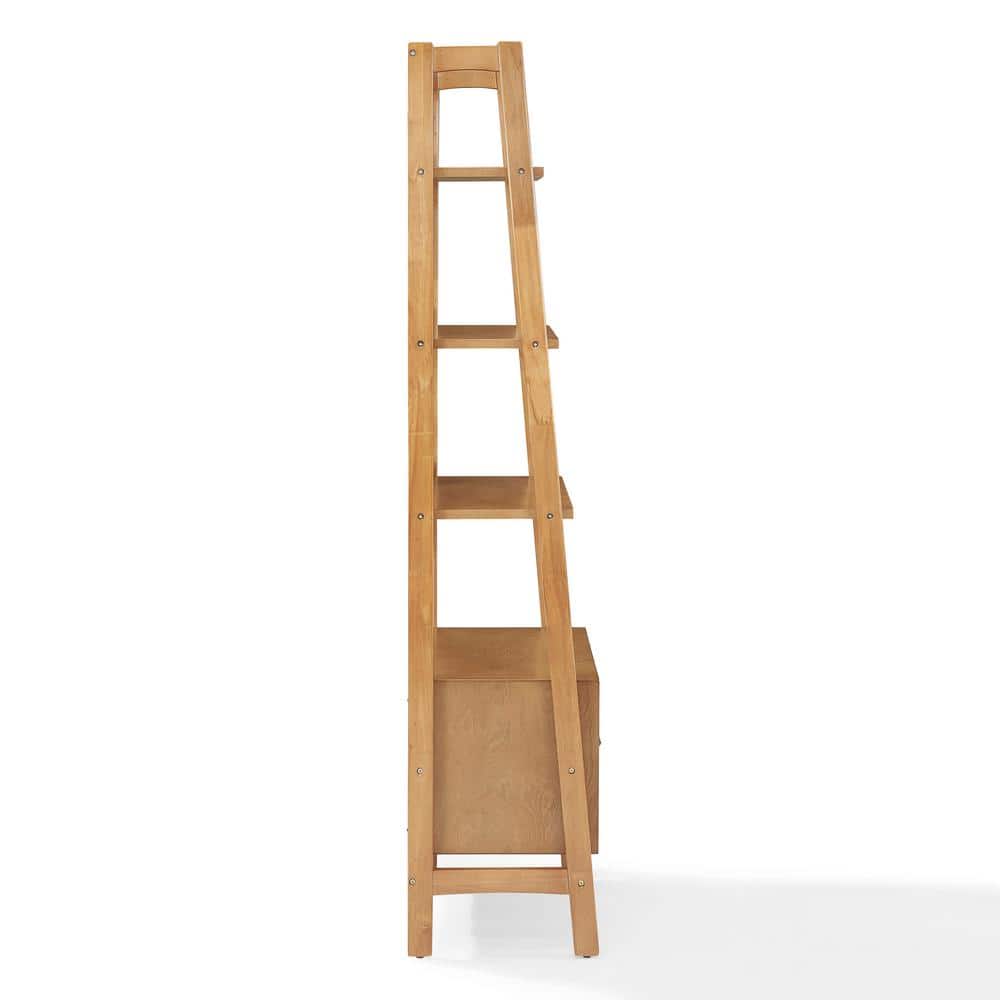 Mid-Century Modern Acorn Brown Wood Ladder Bookcase