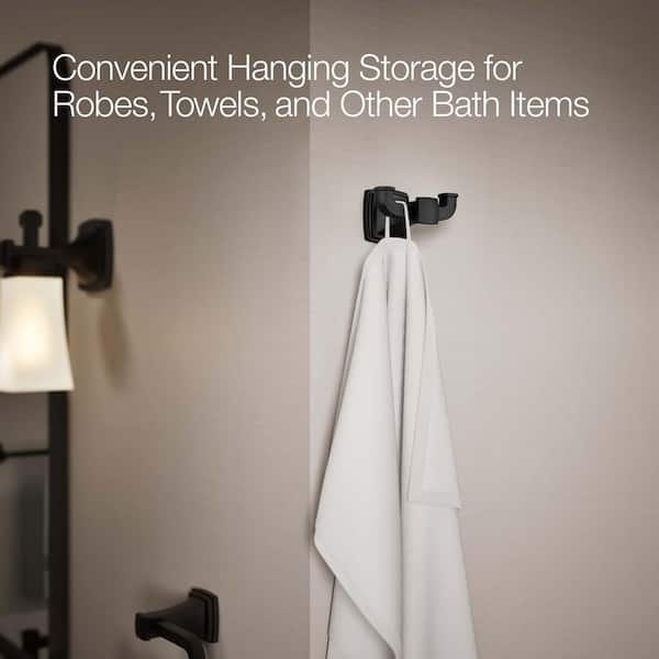 KOHLER Riff J-Hook Double Robe/Towel Hook in Matte Black 27411-BL