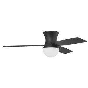 Daybreak 52 in. Indoor Hugger Flat Black Finish Ceiling Fan with Smart Wi-Fi Enabled Remote and Integrated LED Light Kit