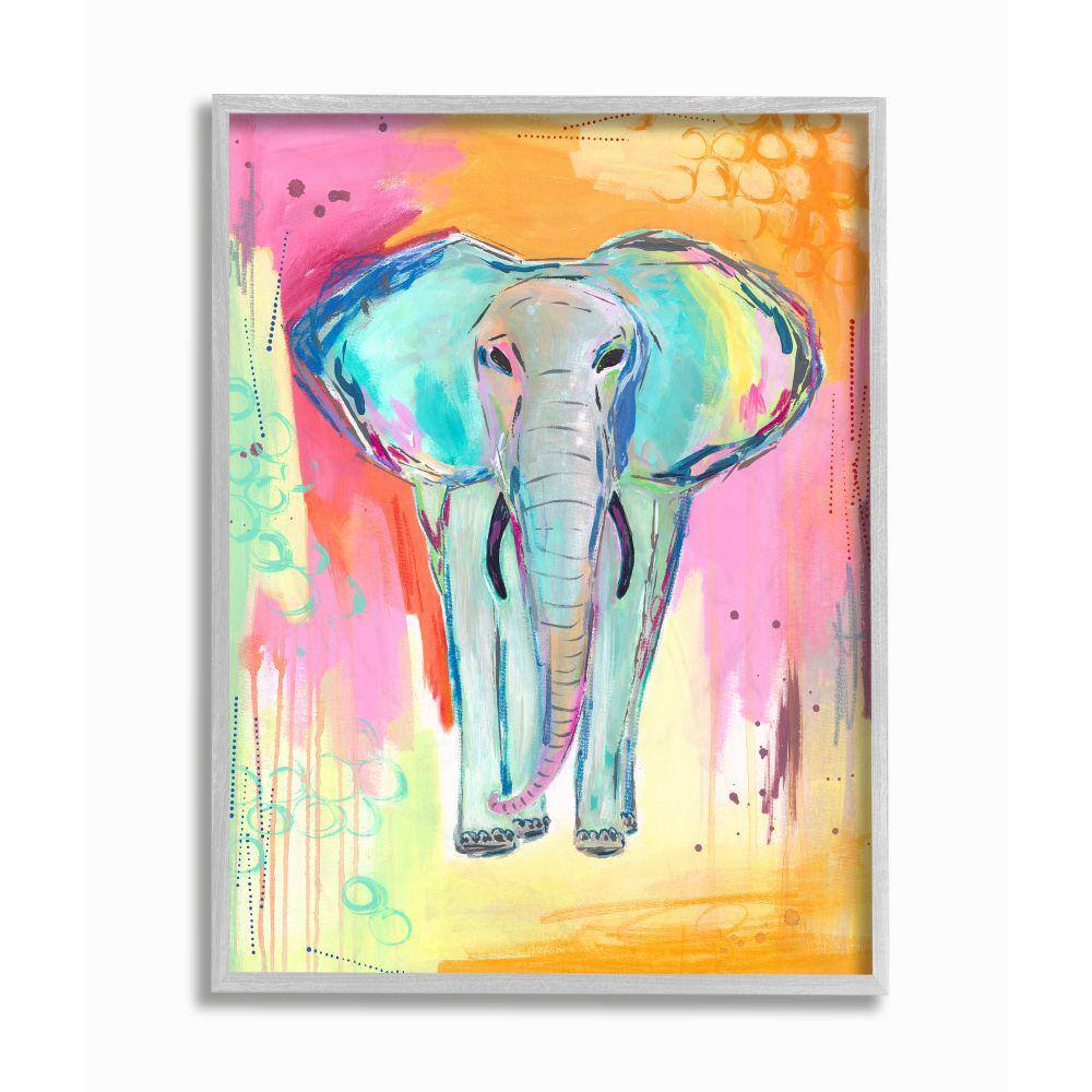Colorful Elephant with Animal Pastel Background by Jennifer McCully Framed Animal Wall Art Print 16 in. x 20 in. price history on PriceWatchPro