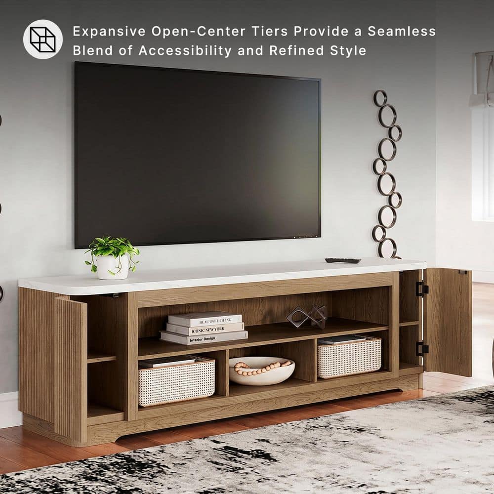 Signature DESIGN BY ASHLEY Camdill Brown/White TV Stand Fits TV's