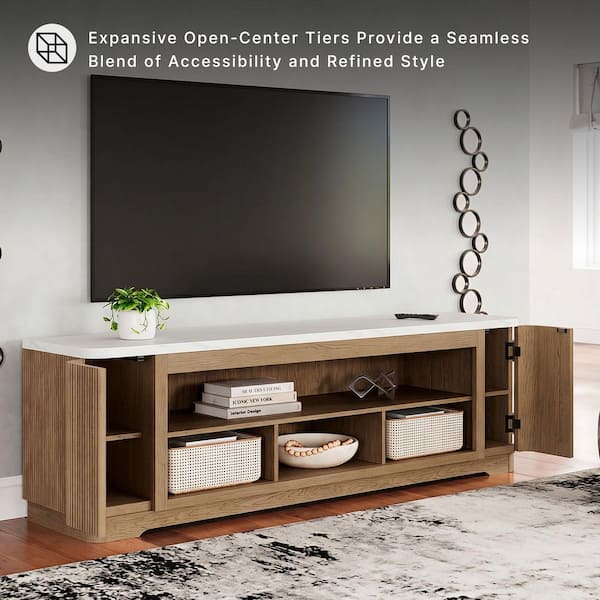 Signature DESIGN BY ASHLEY Camdill Brown/White TV Stand Fits TV's