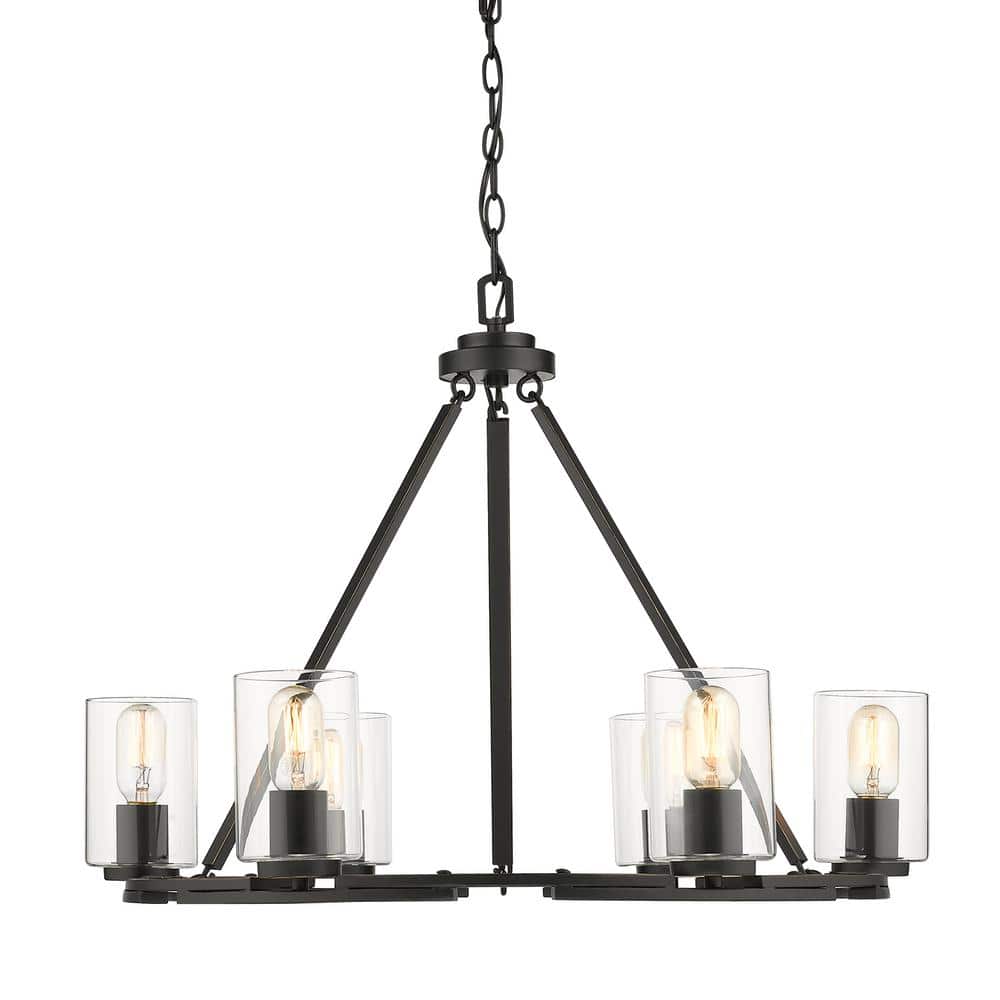 Monroe 6-Light Chandelier in Black with Clear Glass