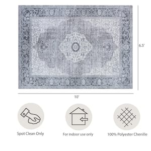 Imagine Chenille Constance Grey 7 ft. x 10 ft. Medallion Polyester Area Rug