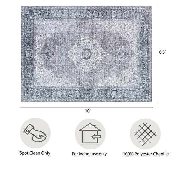Imagine Chenille Constance Grey 7 ft. x 10 ft. Medallion Polyester Area Rug