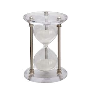 Silver Hourglass Sand Metal Timer with Acrylic Base