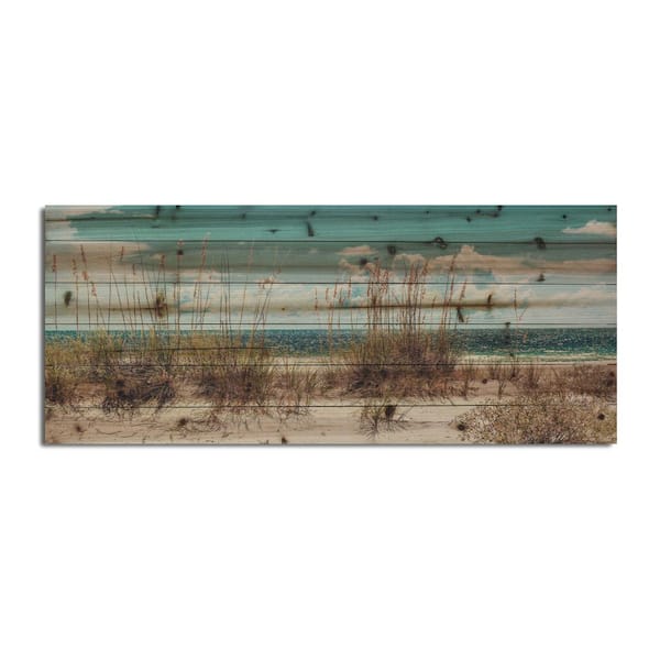 Unbranded Sand Dunes Long Planked Wood Beach Nature Art Print 19 in. x 45 in.