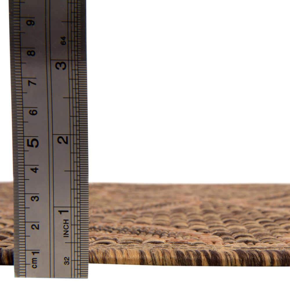 Light Brown and Beige Rectangular Outdoor Synthetic Rug