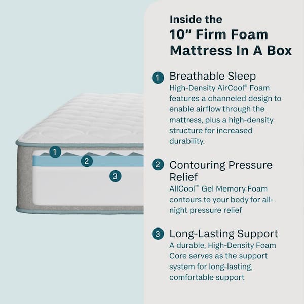 Slumber Time Memory Foam King Firm 10 in. Mattress-in-a-Box