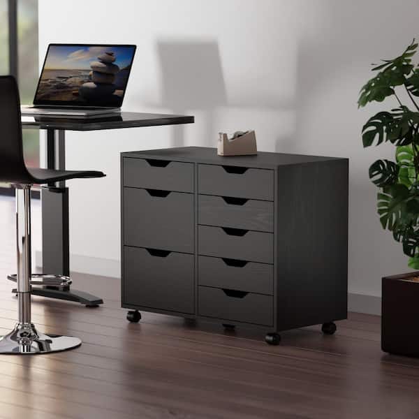 黒い木製シェルフ 6段　美品　2個あり WINSOME WOOD Halifax Black Cabinet with 6 Small Drawers and 2